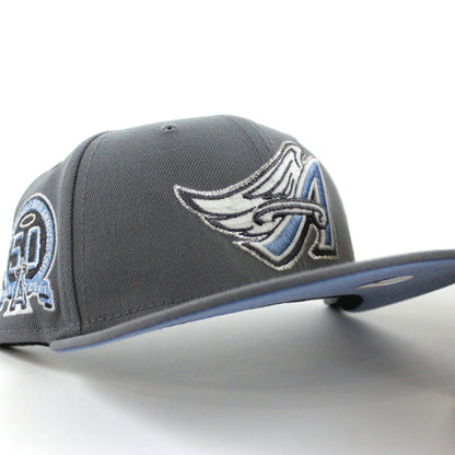 Anaheim Angels 50th Anniversary New Era 59Fifty Fitted Hat (GITD Storm Gray Sky Blue Under Brim)