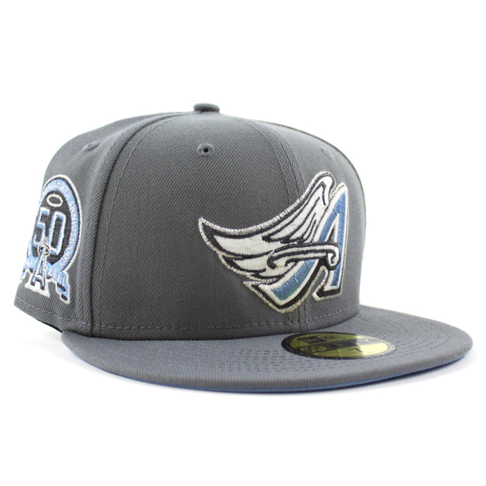 Anaheim Angels 50th Anniversary New Era 59Fifty Fitted Hat (GITD Storm Gray Sky Blue Under Brim)