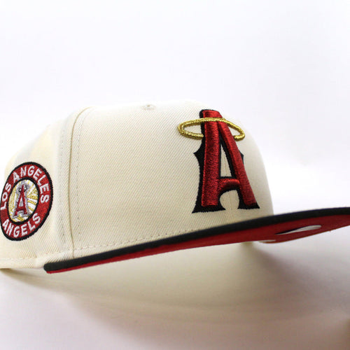 Anaheim Angels A City Connect New Era 59Fifty Fitted Hat (Chrome Black Scarlet Under Brim)