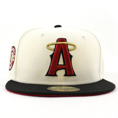 Anaheim Angels A City Connect New Era 59Fifty Fitted Hat (Chrome Black Scarlet Under Brim)
