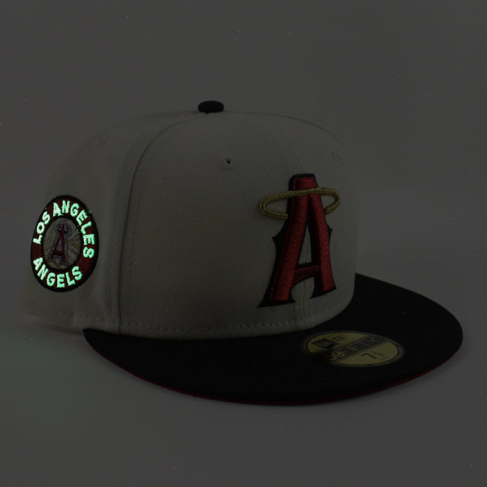 Anaheim Angels A City Connect New Era 59Fifty Fitted Hat (Chrome Black Scarlet Under Brim)