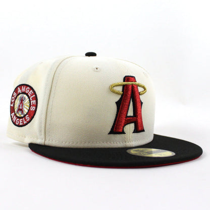 Anaheim Angels A City Connect New Era 59Fifty Fitted Hat (Chrome Black Scarlet Under Brim)