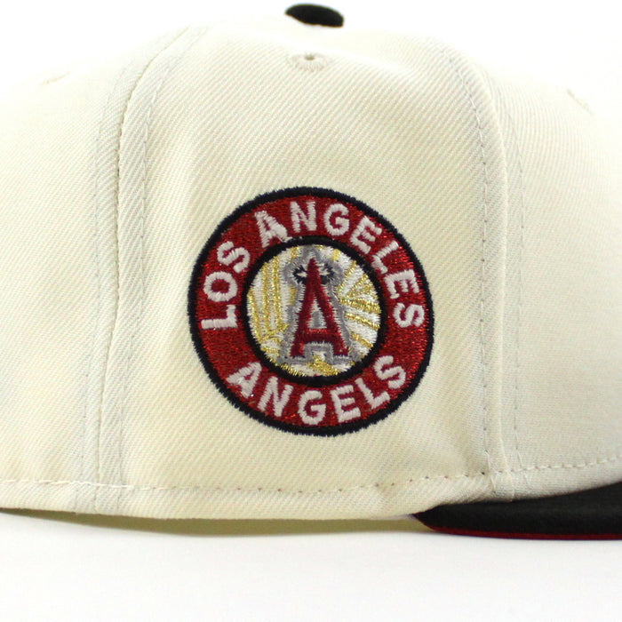 Anaheim Angels A City Connect New Era 59Fifty Fitted Hat (Chrome Black Scarlet Under Brim)