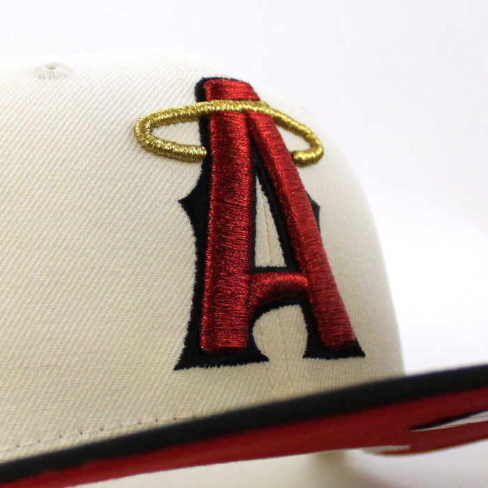 Anaheim Angels A City Connect New Era 59Fifty Fitted Hat (Chrome Black Scarlet Under Brim)