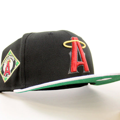 Anaheim Angels Angel Patch New Era 59Fifty Fitted Hat (Black Silver Green Under Brim)