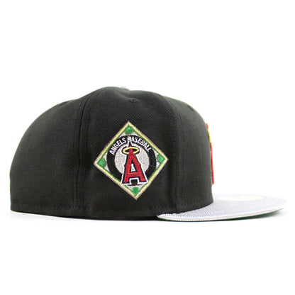Anaheim Angels Angel Patch New Era 59Fifty Fitted Hat (Black Silver Green Under Brim)
