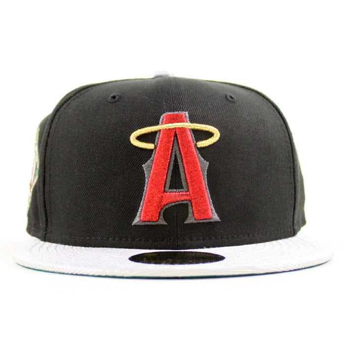 Anaheim Angels Angel Patch New Era 59Fifty Fitted Hat (Black Silver Green Under Brim)