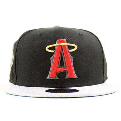Anaheim Angels Angel Patch New Era 59Fifty Fitted Hat (Black Silver Green Under Brim)