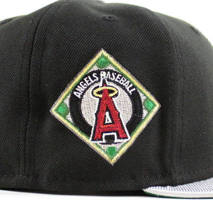 Anaheim Angels Angel Patch New Era 59Fifty Fitted Hat (Black Silver Green Under Brim)