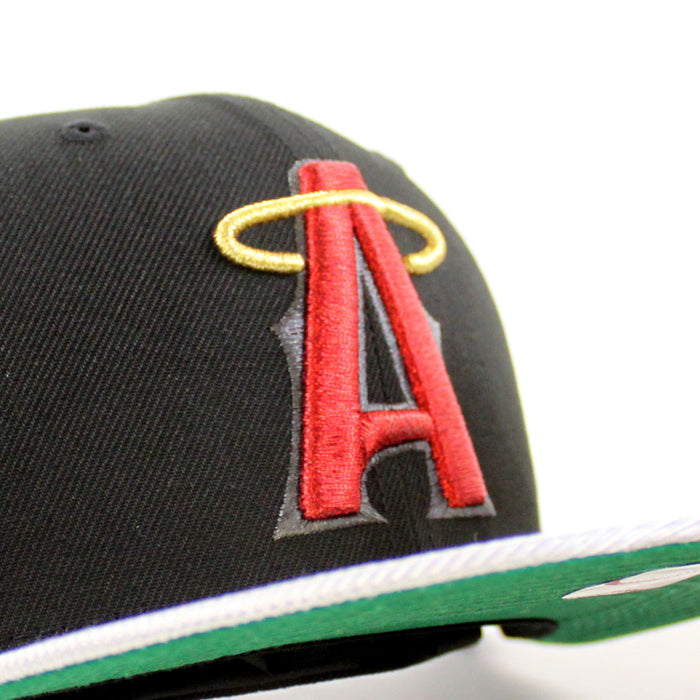 Anaheim Angels Angel Patch New Era 59Fifty Fitted Hat (Black Silver Green Under Brim)
