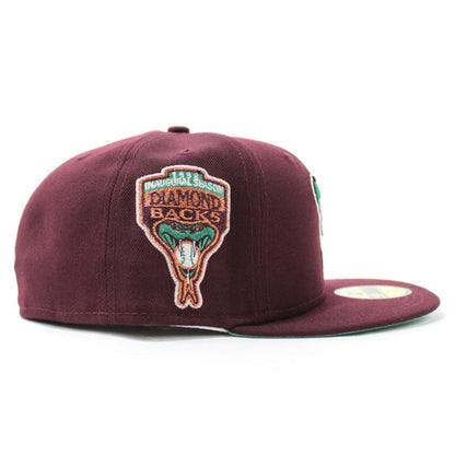 Arizona Diamondbacks 1998 INAUGURAL SEASON New Era 59Fifty Fitted Hat (Glow in the Dark Maroon Mint Under Brim)