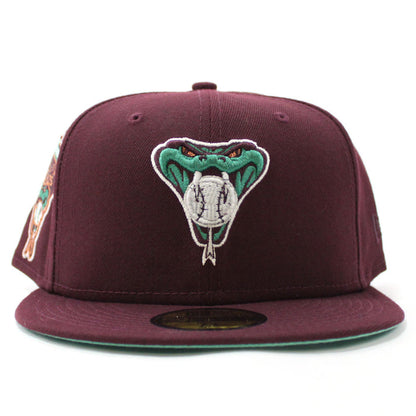 Arizona Diamondbacks 1998 INAUGURAL SEASON New Era 59Fifty Fitted Hat (Glow in the Dark Maroon Mint Under Brim)