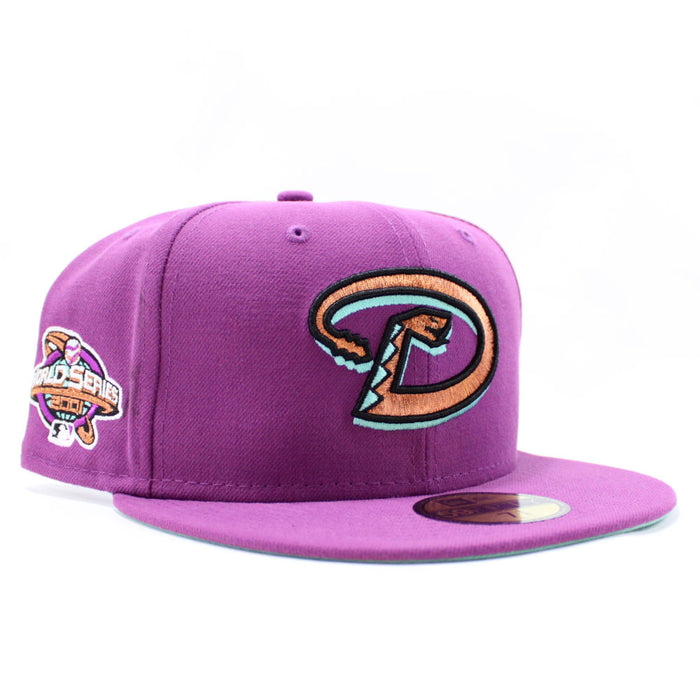 Arizona Diamondbacks 2001 World Series New Era 59Fifty Fitted Hat (Pit Purple Mint Under Brim)