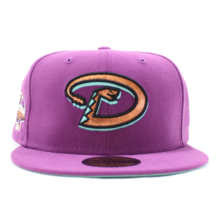 Arizona Diamondbacks 2001 World Series New Era 59Fifty Fitted Hat (Pit Purple Mint Under Brim)