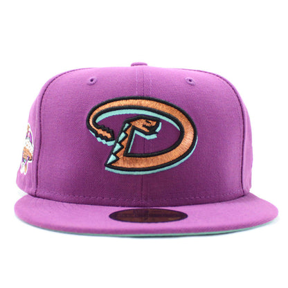 Arizona Diamondbacks 2001 World Series New Era 59Fifty Fitted Hat (Pit Purple Mint Under Brim)