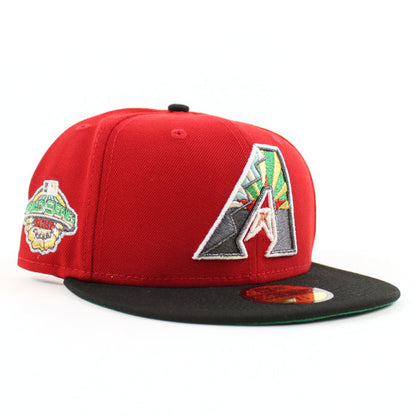 Arizona Diamondbacks 2001 World Series New Era 59Fifty Fitted Hat (Scarlet Black Green Under Brim)