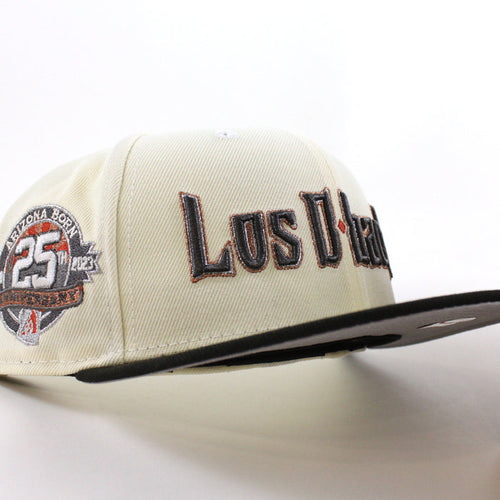 Arizona Diamondbacks (Los D backs) Arizona Born 25Th Anniversary New Era 59Fifty Fitted Hat (Chrome White Black Gray Under Brim)