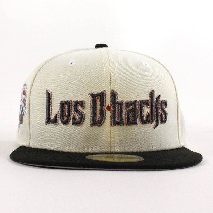 Arizona Diamondbacks (Los D backs) Arizona Born 25Th Anniversary New Era 59Fifty Fitted Hat (Chrome White Black Gray Under Brim)