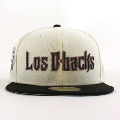 Arizona Diamondbacks (Los D backs) Arizona Born 25Th Anniversary New Era 59Fifty Fitted Hat (Chrome White Black Gray Under Brim)