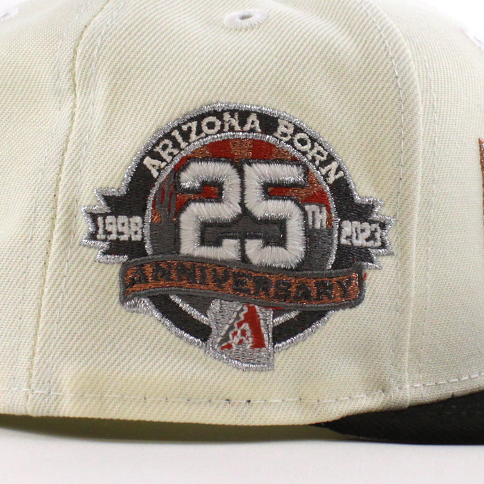 Arizona Diamondbacks (Los D backs) Arizona Born 25Th Anniversary New Era 59Fifty Fitted Hat (Chrome White Black Gray Under Brim)