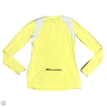 Athletic Top Long Sleeve Crewneck By Lululemon In White & Yellow, Size: M