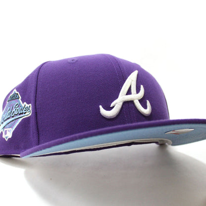 Atlanta Braves 1995 World Series New Era 59Fifty Fitted Hat V2 (Light Purple Sky Blue Under Brim)