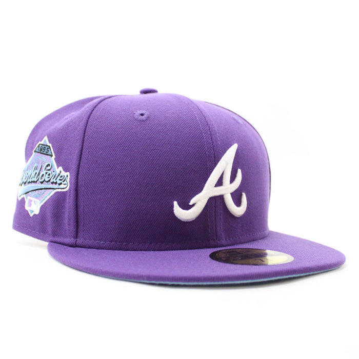 Atlanta Braves 1995 World Series New Era 59Fifty Fitted Hat V2 (Light Purple Sky Blue Under Brim)