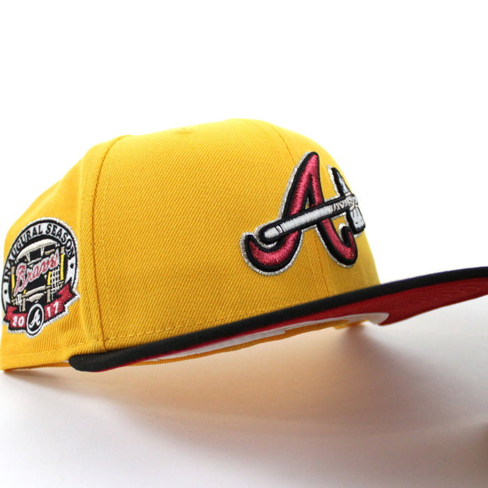 Atlanta Braves Inaugural Season 2017 New Era 59Fifty Fitted Hat (GITD Gold Black Red Under Brim)