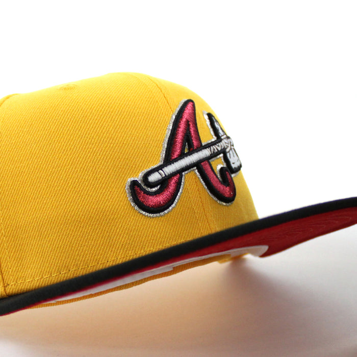 Atlanta Braves Inaugural Season 2017 New Era 59Fifty Fitted Hat (GITD Gold Black Red Under Brim)