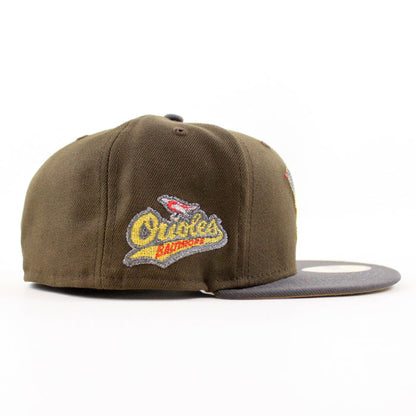 Baltimore Orioles 1992 - 1994 59Fifty New Era Fitted Hat (Walnut Graphite Khaki Under Brim)