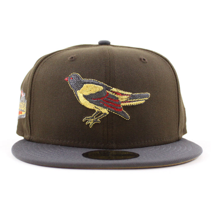 Baltimore Orioles 1992 - 1994 59Fifty New Era Fitted Hat (Walnut Graphite Khaki Under Brim)