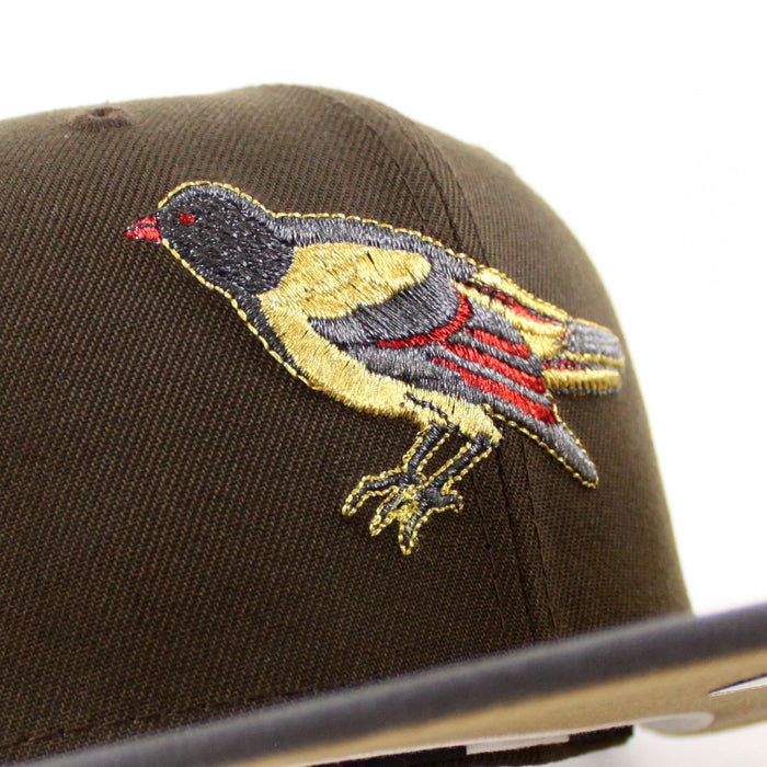Baltimore Orioles 1992 - 1994 59Fifty New Era Fitted Hat (Walnut Graphite Khaki Under Brim)