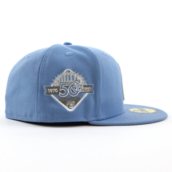 Baltimore Orioles 50th Anniversary 59Fifty New Era Fitted Hat (GITD Sky Blue Gray Under Brim)