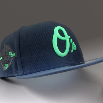 Baltimore Orioles 50th Anniversary 59Fifty New Era Fitted Hat (GITD Sky Blue Gray Under Brim)