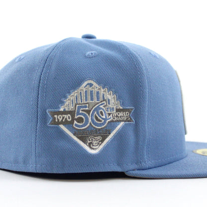 Baltimore Orioles 50th Anniversary 59Fifty New Era Fitted Hat (GITD Sky Blue Gray Under Brim)