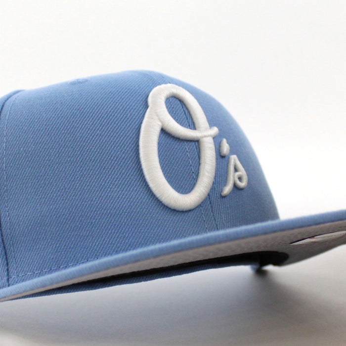 Baltimore Orioles 50th Anniversary 59Fifty New Era Fitted Hat (GITD Sky Blue Gray Under Brim)