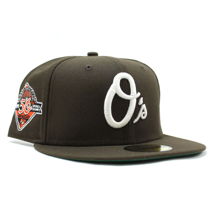 Baltimore Orioles 50TH Anniversary World Series Champs New Era 59Fifty Fitted Hat (Glow in the Dark Walnut Green Under Brim)