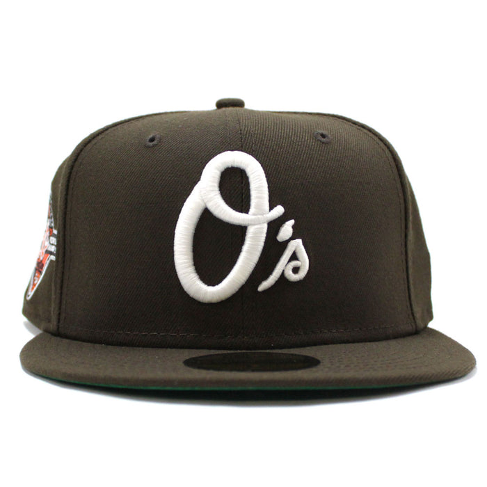 Baltimore Orioles 50TH Anniversary World Series Champs New Era 59Fifty Fitted Hat (Glow in the Dark Walnut Green Under Brim)
