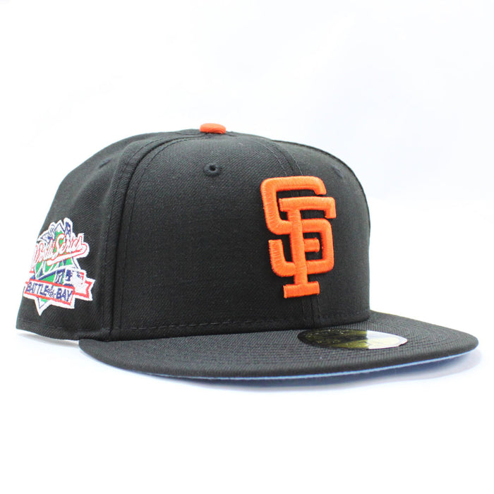 BATTLE OF THE BAY San Francisco Giants 1989 World Series Patch New Era 59Fifty Fitted Hats (BLACK BLUE UNDER BRIM)