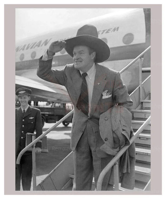Bob Hope Salute from Airplane - VINTAGEARTREPRINTS.COM