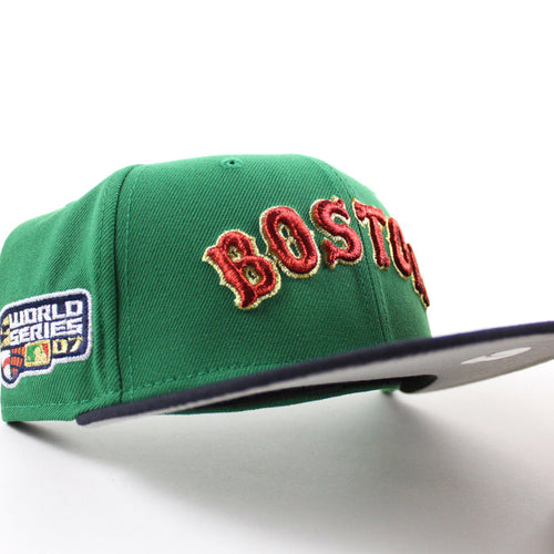 Boston Red Sox 2007 World Series New Era 59Fifty Fitted Hat (Green Navy Gray Under Brim)