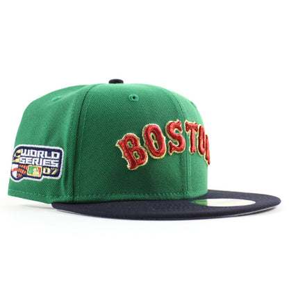 Boston Red Sox 2007 World Series New Era 59Fifty Fitted Hat (Green Navy Gray Under Brim)