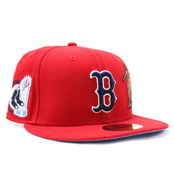 Boston Red Sox 8 Time World Series Champions New Era 59Fifty Fitted Hat (Red Sky Blue Under Brim)