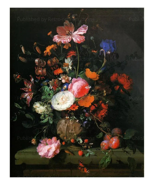 Bouquet de Fleurs dans un Vase de Pierre - Jacob van Walscapelle - VINTAGEARTREPRINTS.COM