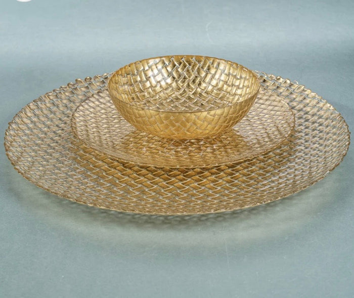Braided Round Glass Platter