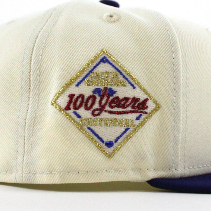 Brooklyn Dodgers 100 Years 59Fifty New Era Fitted Hat (Chrome White Dark Royal Blue and Green Under Brim)