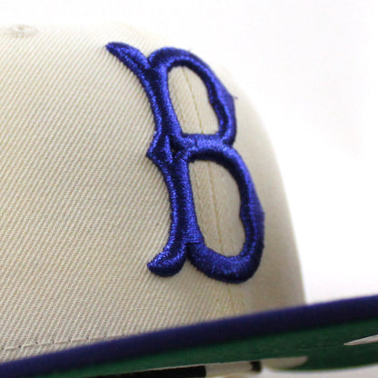 Brooklyn Dodgers 100 Years 59Fifty New Era Fitted Hat (Chrome White Dark Royal Blue and Green Under Brim)