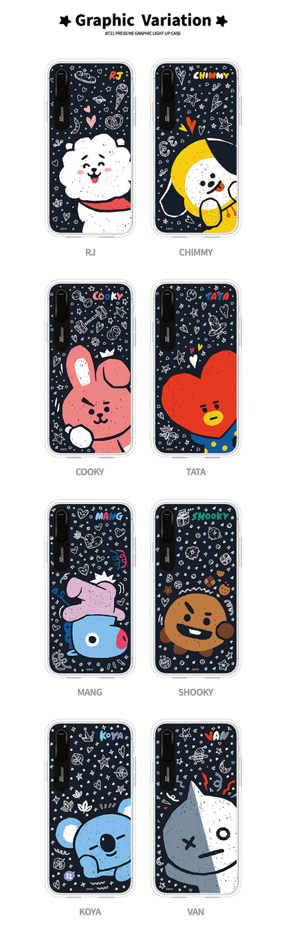 [BT21] PRESS ME GRAPHIC LIGHT UP CASE (HYBRID) FOR IPHONE