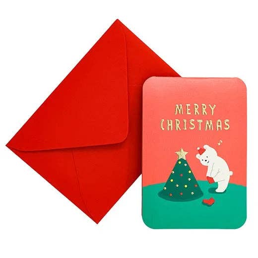 Christmas Kigurumi Pop-Up Mini Card - Bear