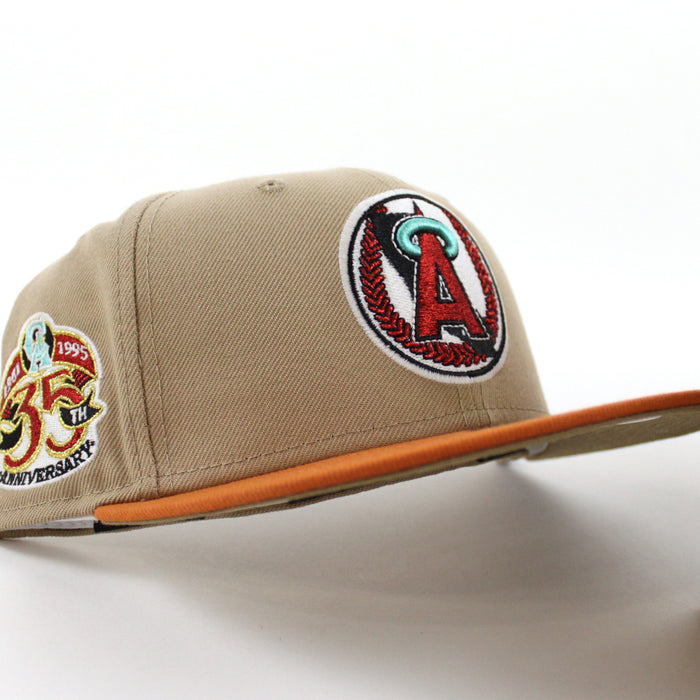 California Angels 35th Anniversary New Era 59Fifty Fitted Hat (GITD Camel Orange Khaki Under Brim)